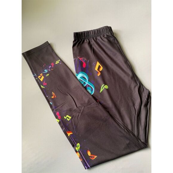 Women's Music Note Print Leggings Multicolor Size L Casual‎ - Picture 11 of 13